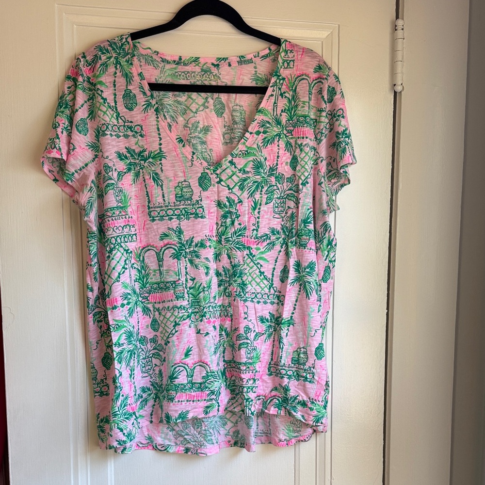 Lilly Pulitzer Etta v-neck top in Mandevilla Baby print size XXL